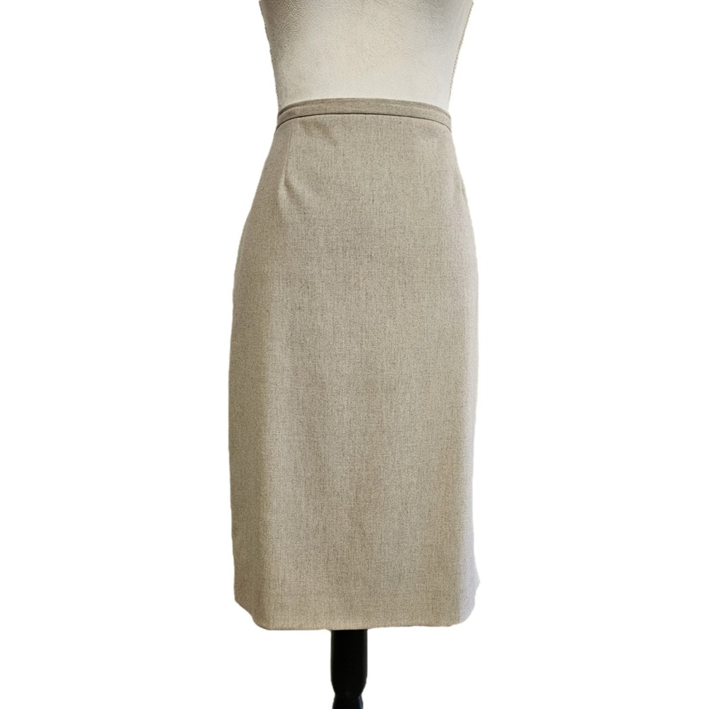 Dana Buchman Cashmere Wool Blend Beige Pencil Skirt Size 12 Old Money Office